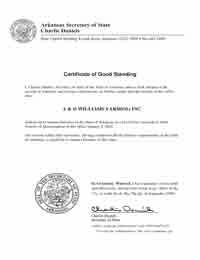 Arkansas certificate of good standing, Arkansas certificate of existence, Arkansas certificate of status, Arkansas 