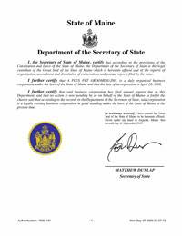 Maine certificate of good standing, Maine certificate of existence, Maine certificate of status, Maine 