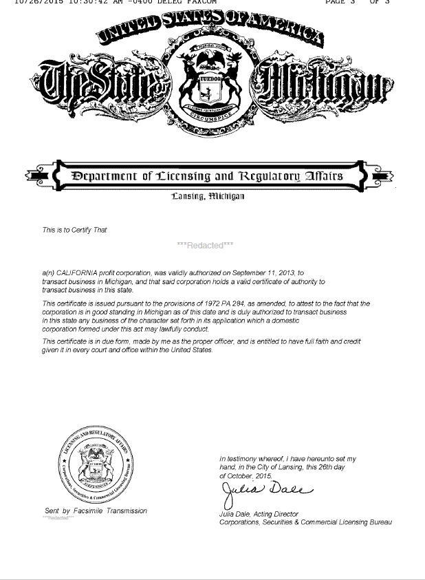 Michigan certificate of good standing, Michigan certificate of existence, Michigan certificate of status, Michigan 