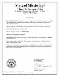 Mississippi certificate of good standing, Mississippi certificate of existence, Mississippi certificate of status, Mississippi 