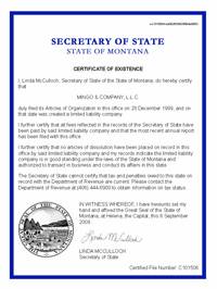 Montana certificate of good standing, Montana certificate of existence, Montana certificate of status, Montana 