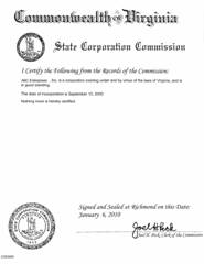 Virginia certificate of good standing, Virginia certificate of existence, Virginia certificate of status, Virginia 