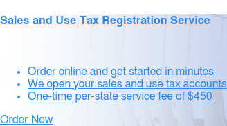 Sales and Use Tax Registration Service    * Answer seven simple questions to assess your risk
                 * Identify which states you may need to register for sales tax in   * Receive your LumaTax Compliance
                 Score in minutes Order Now
